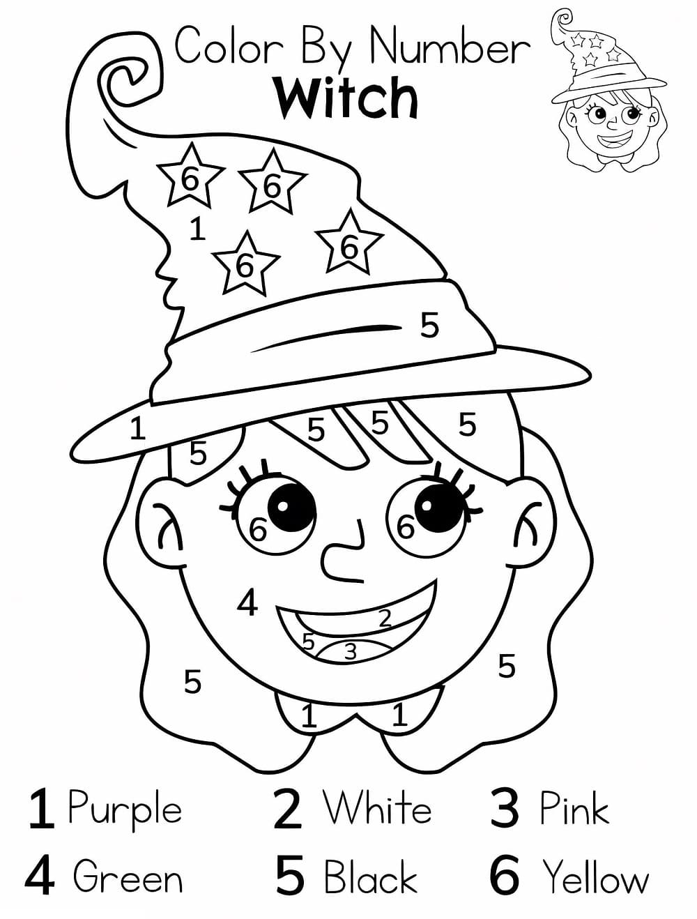 Sorcière joyeuse Coloriage Magique