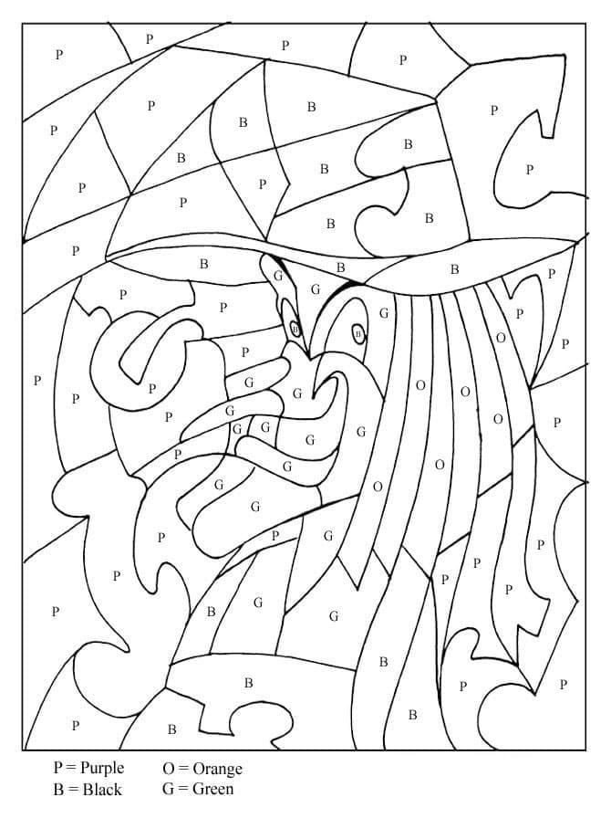 Sorcière maléfique Coloriage Magique