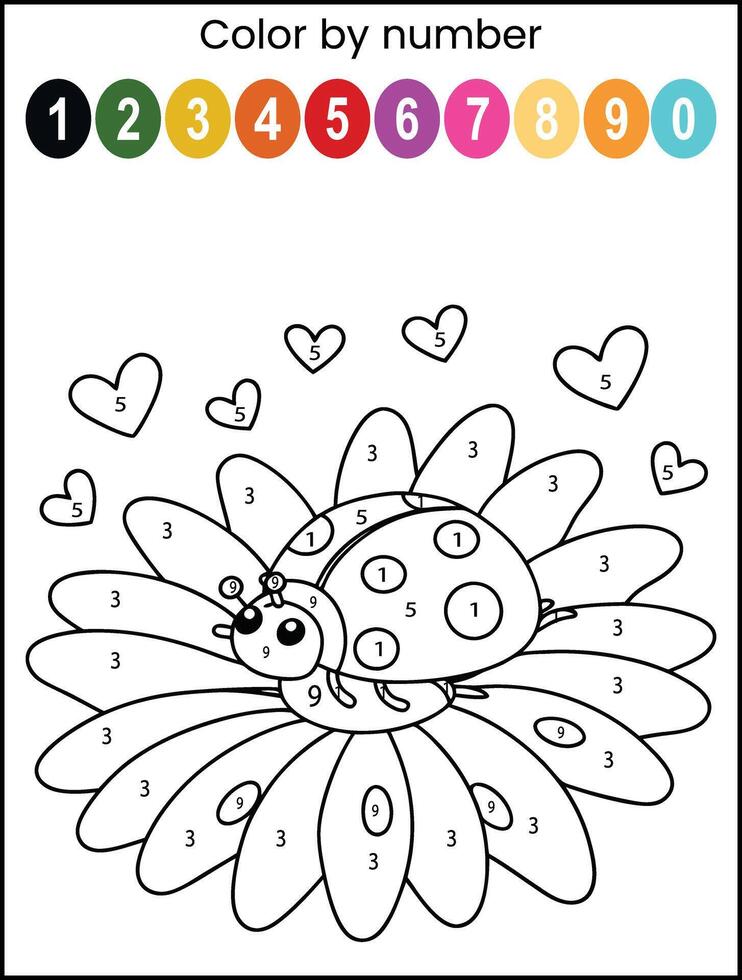 Coccinelle sur une Fleur Coloriage Magique