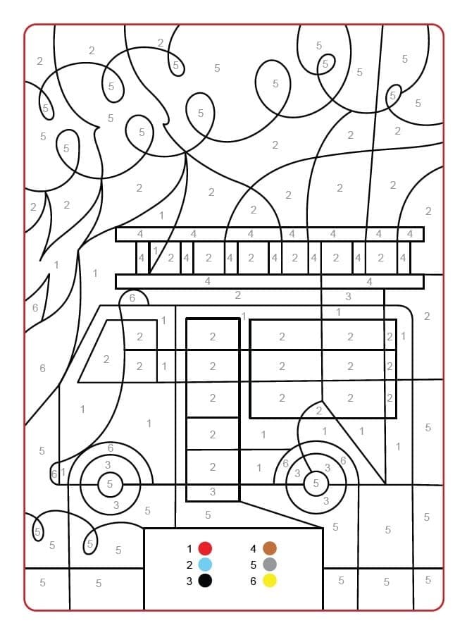 Camion de pompiers simple Coloriage magique