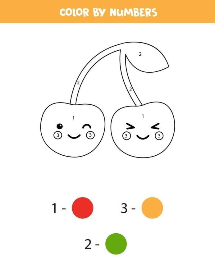 Cerises Mignonnes Coloriage Magique