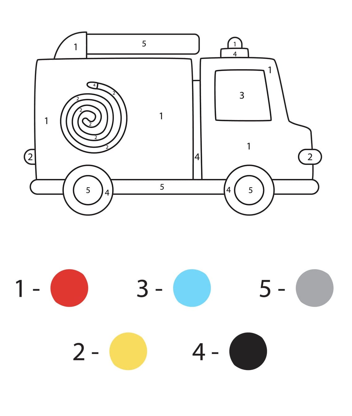 Facile Camion de pompiers Coloriage magique