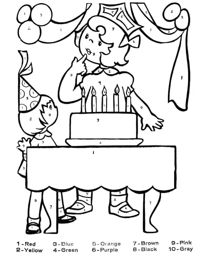 Fête d'Anniversaire Coloriage Magique