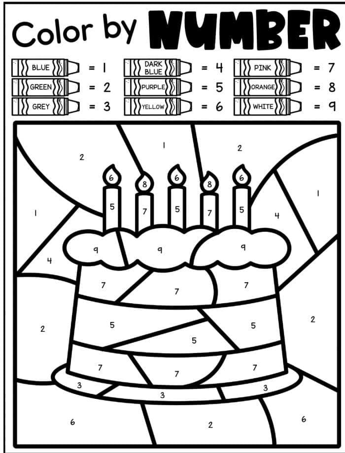 Feuille de Travail Anniversaire Coloriage Magique