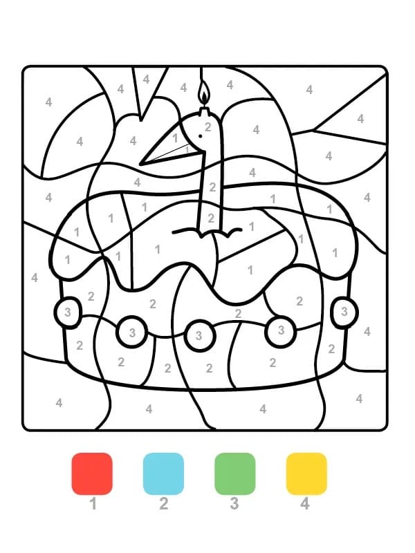 Gâteau d'Anniversaire Agréable Coloriage Magique