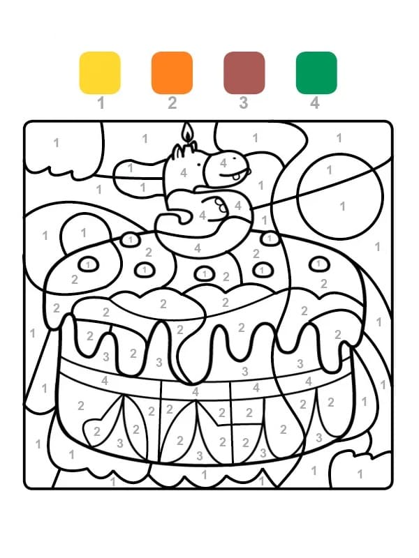 Gâteau d'Anniversaire Charmant Coloriage Magique