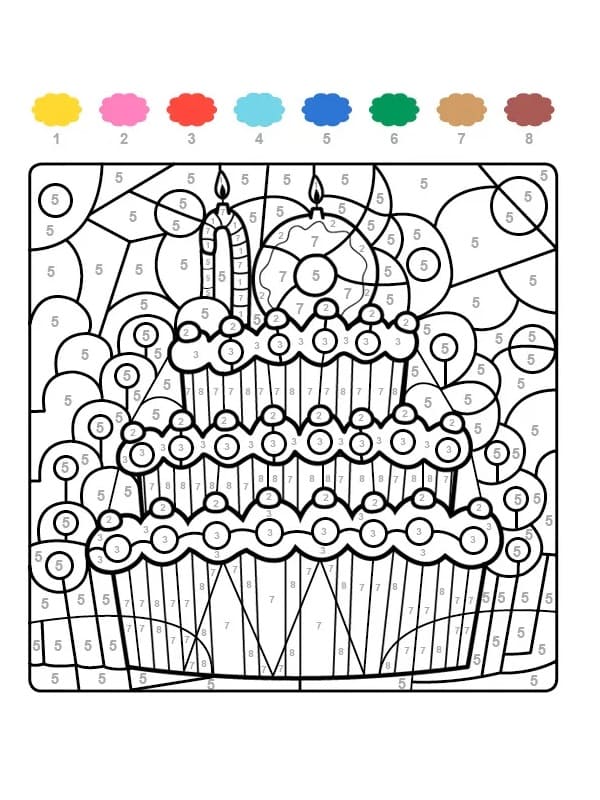 Gâteau d'Anniversaire Gros Coloriage Magique