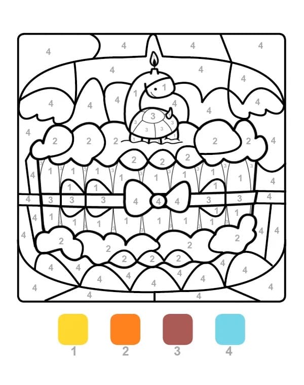 Gâteau d'Anniversaire Joli Coloriage Magique