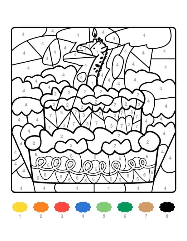 Gâteau d'Anniversaire Malin Coloriage Magique