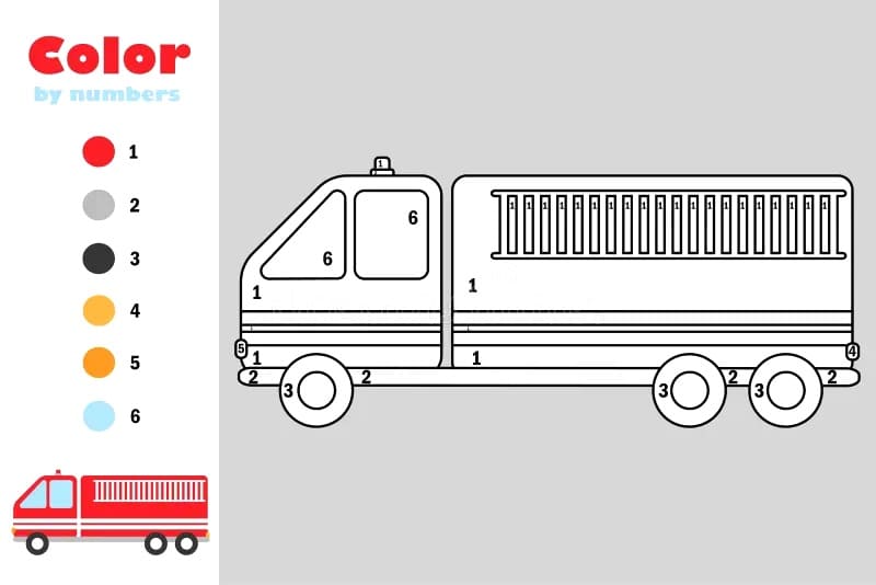 Gratuit Camion de pompiers Coloriage magique