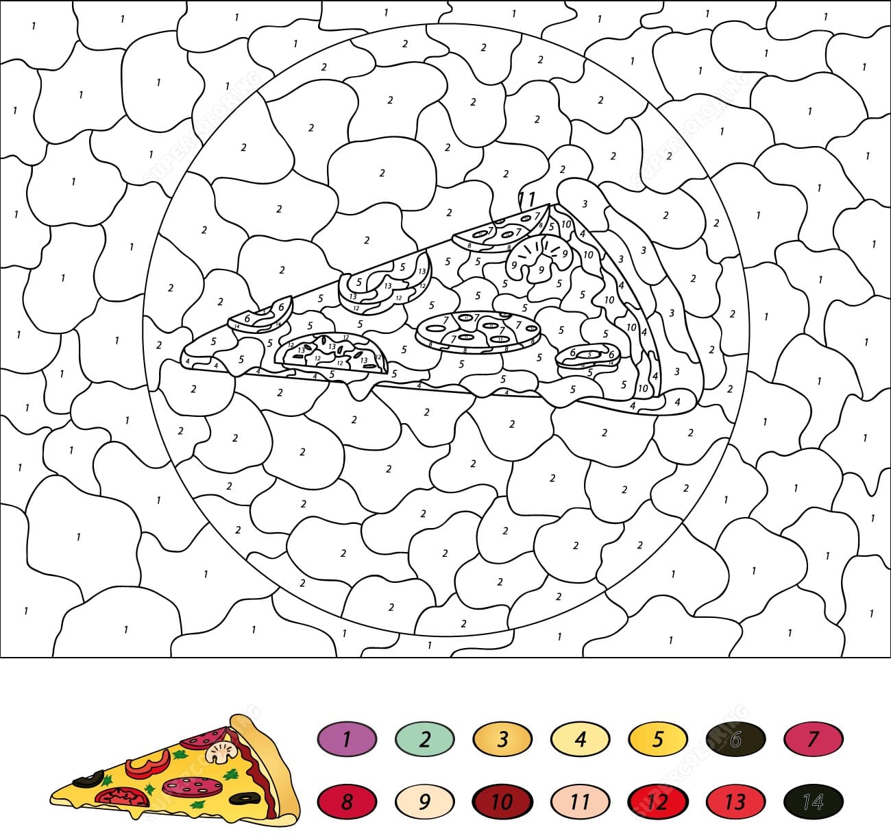Gratuit Pizza Coloriage Magique