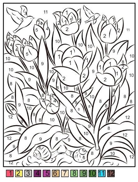 Imprimable Tulipe Coloriage Magique