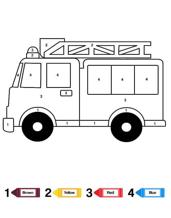 Coloriage Magique Camion de Pompiers