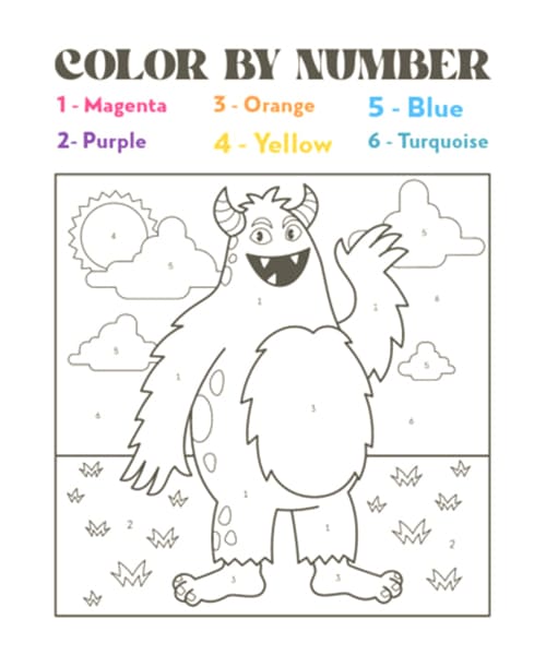 Monstre pour enfants Coloriage Magique