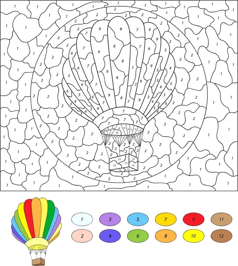 Montgolfière Colorée Coloriage Magique