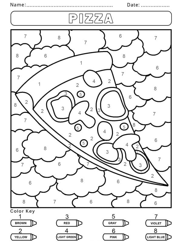 Pizza Savoureuse Coloriage Magique
