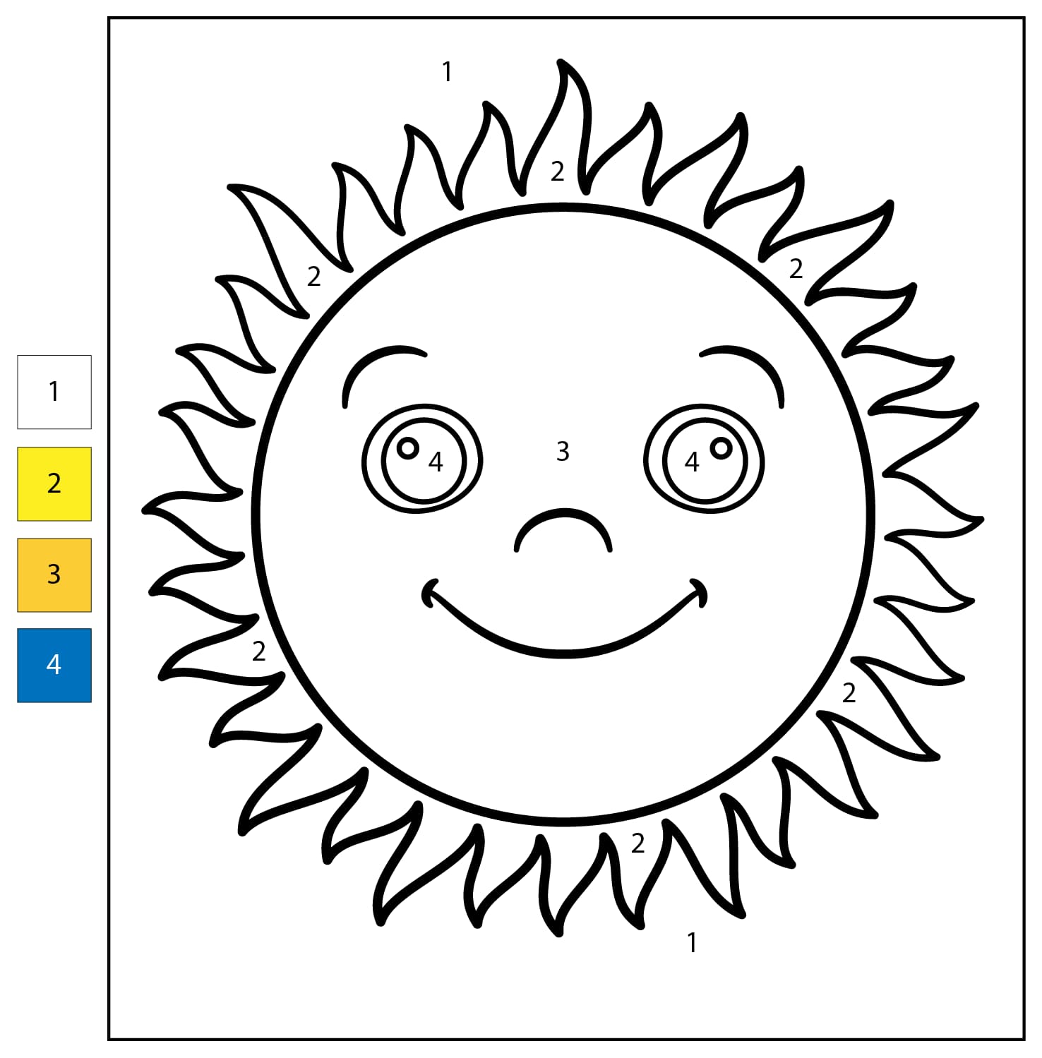 Soleil de Dessin Animé Coloriage Magique