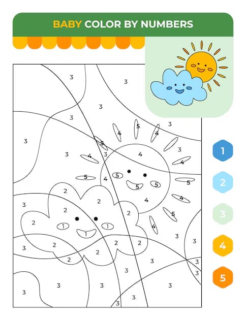 Soleil et Nuage Coloriage Magique