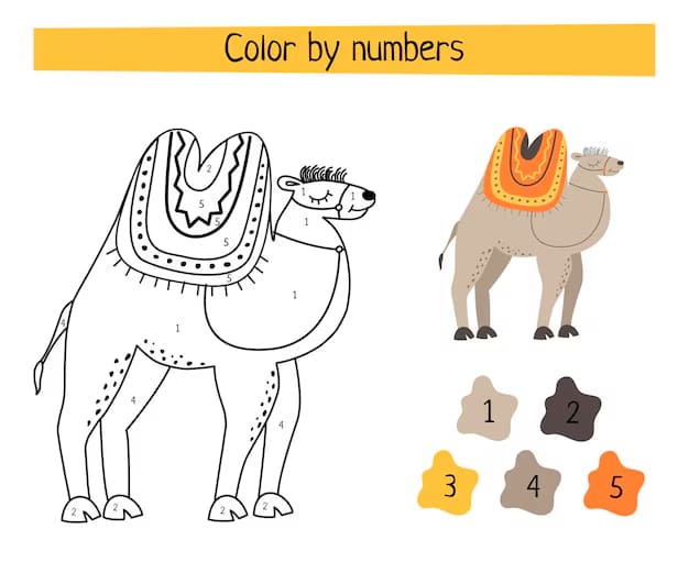 Chameau de dessin animé Coloriage Magique