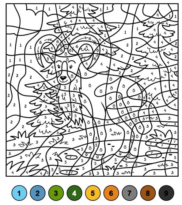 Chèvre de montagne Coloriage Magique