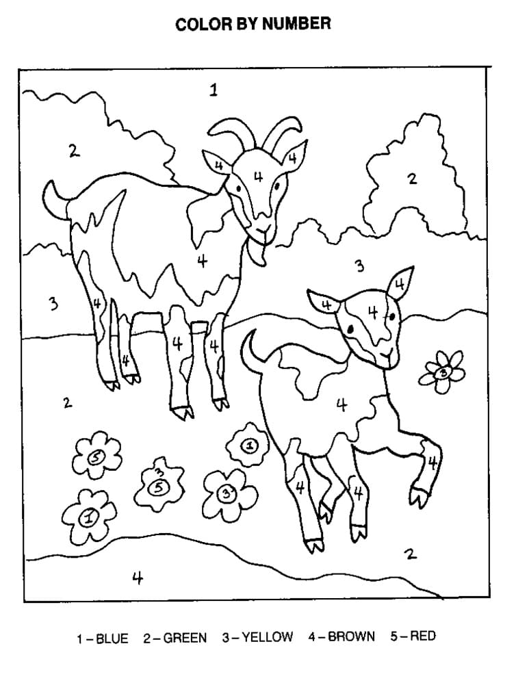 Chèvres Coloriage Magique