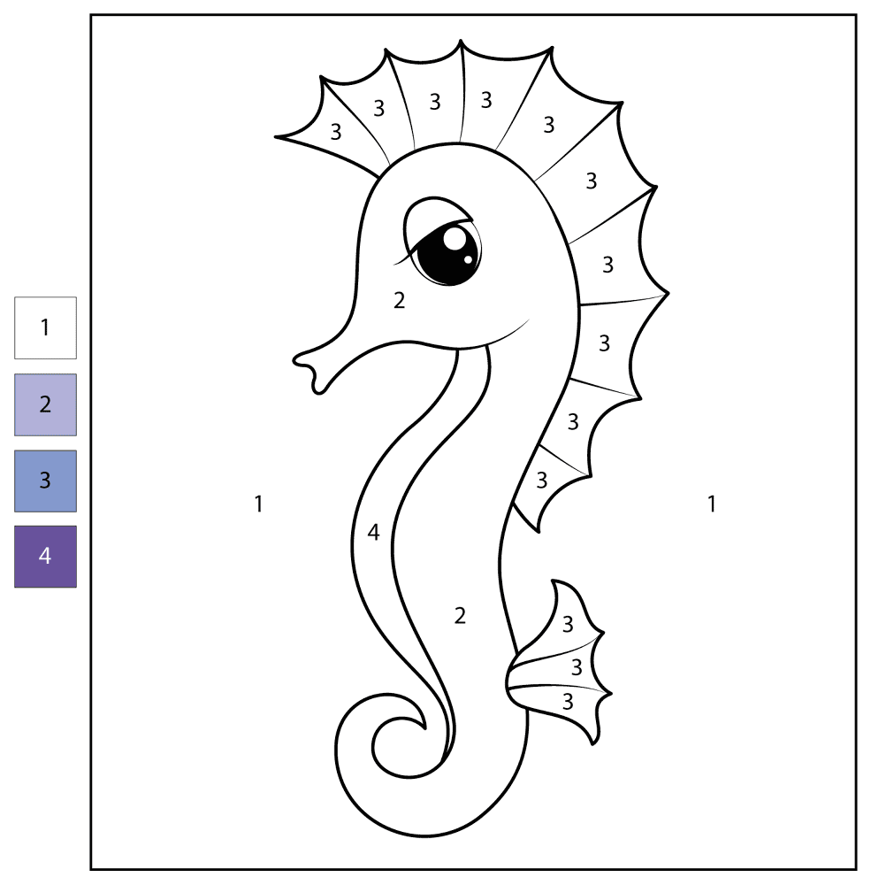 Facile Hippocampe Coloriage Magique