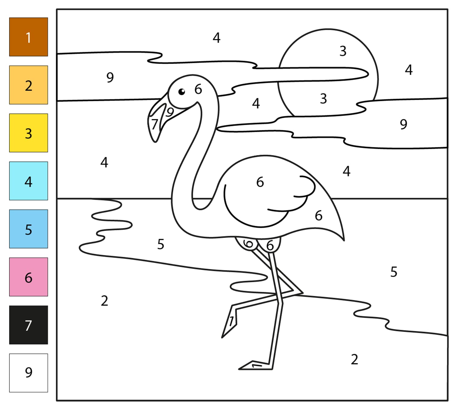 Coloriage Magique Flamant Rose