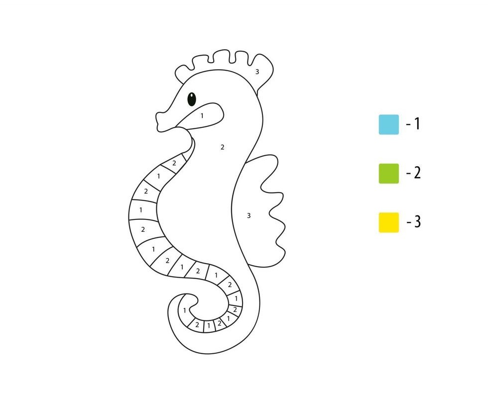 Hippocampe Facile Coloriage Magique