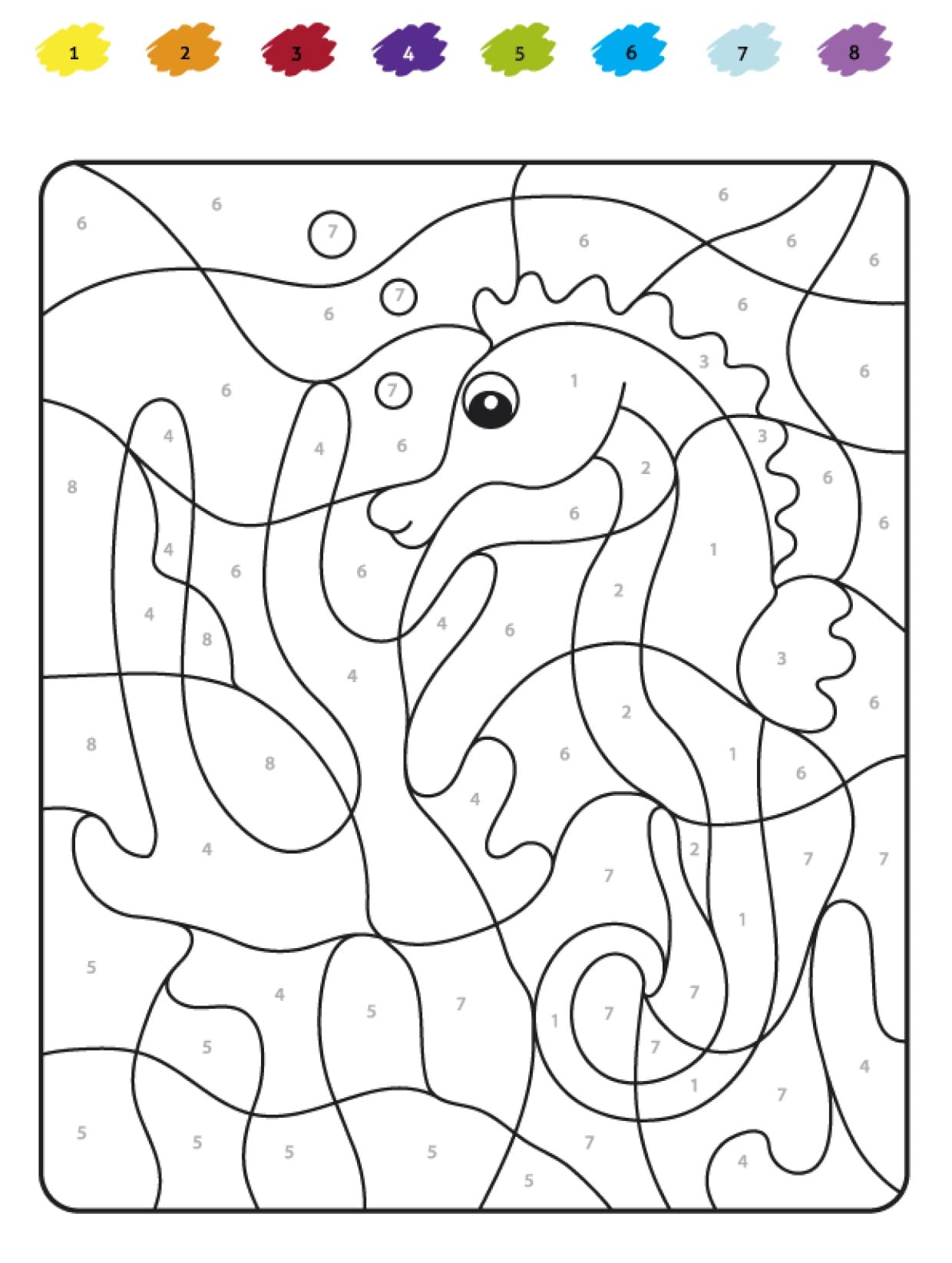 Hippocampe et Corail Coloriage Magique