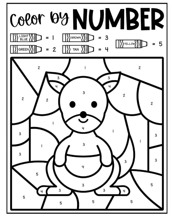 Kangourou Simple Coloriage Magique