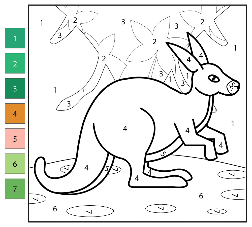 Kangourou dans La Nature Coloriage Magique