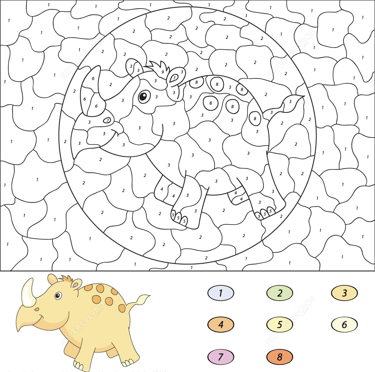 Petit Rhinocéros Coloriage Magique