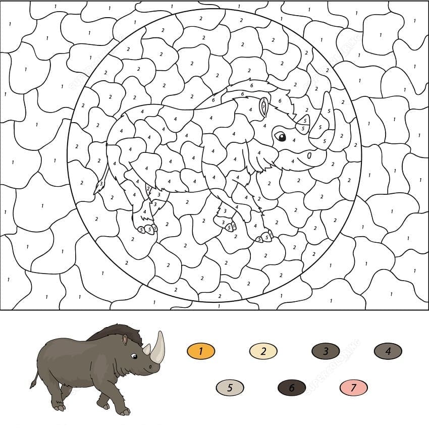 Rhinocéros Dur Coloriage Magique