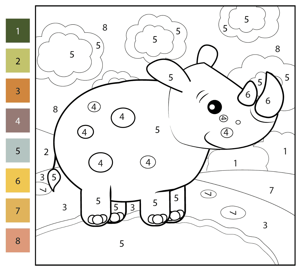 Coloriage Magique Rhinocéros