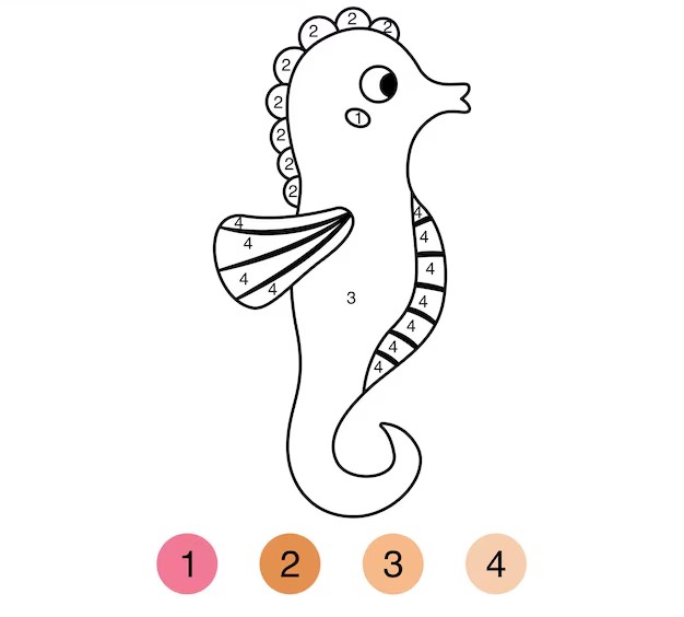 Hippocampe Joli Coloriage Magique