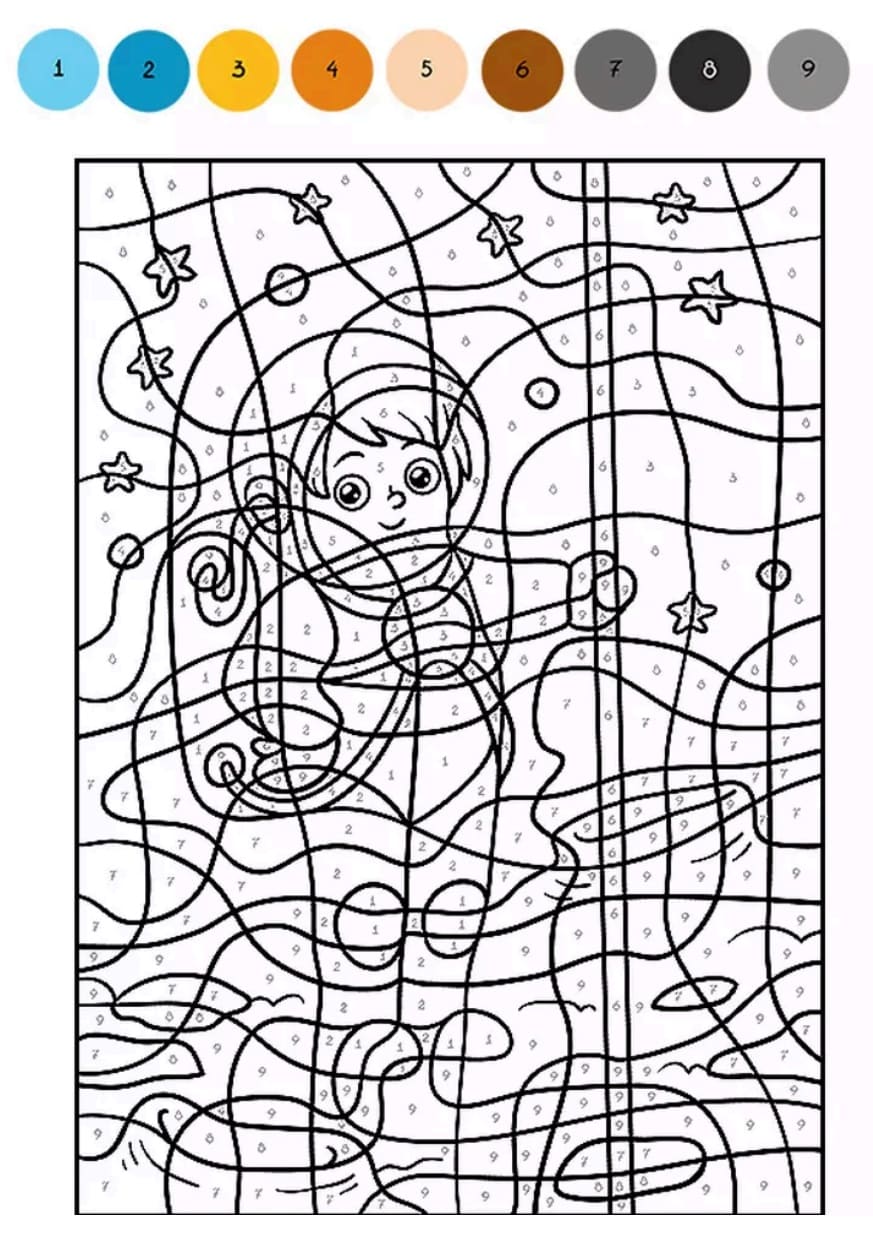 Astronaute sur la Lune Coloriage Magique