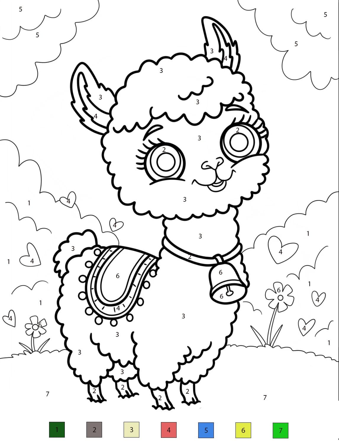 Bébé Lama Coloriage Magique