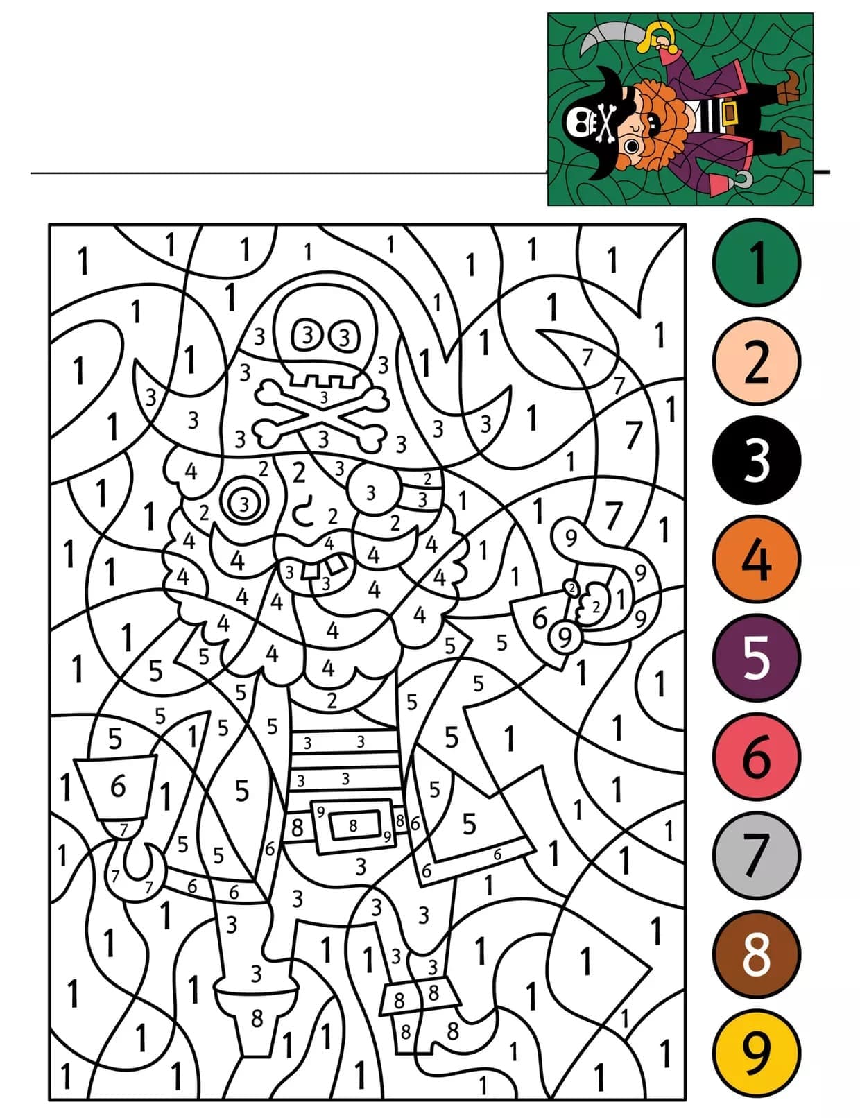 Capitaine Pirate Coloriage Magique