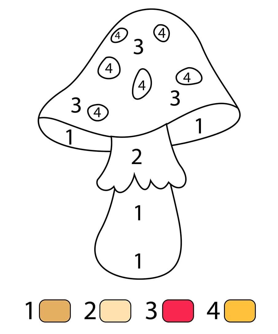 Champignon Facile Coloriage Magique