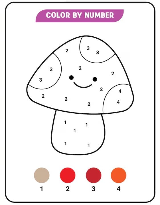 Champignon Kawaii Coloriage Magique
