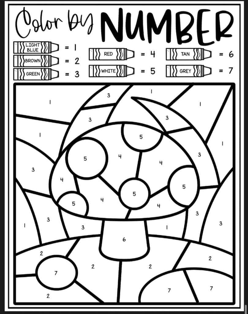 Champignons des Bois Coloriage Magique