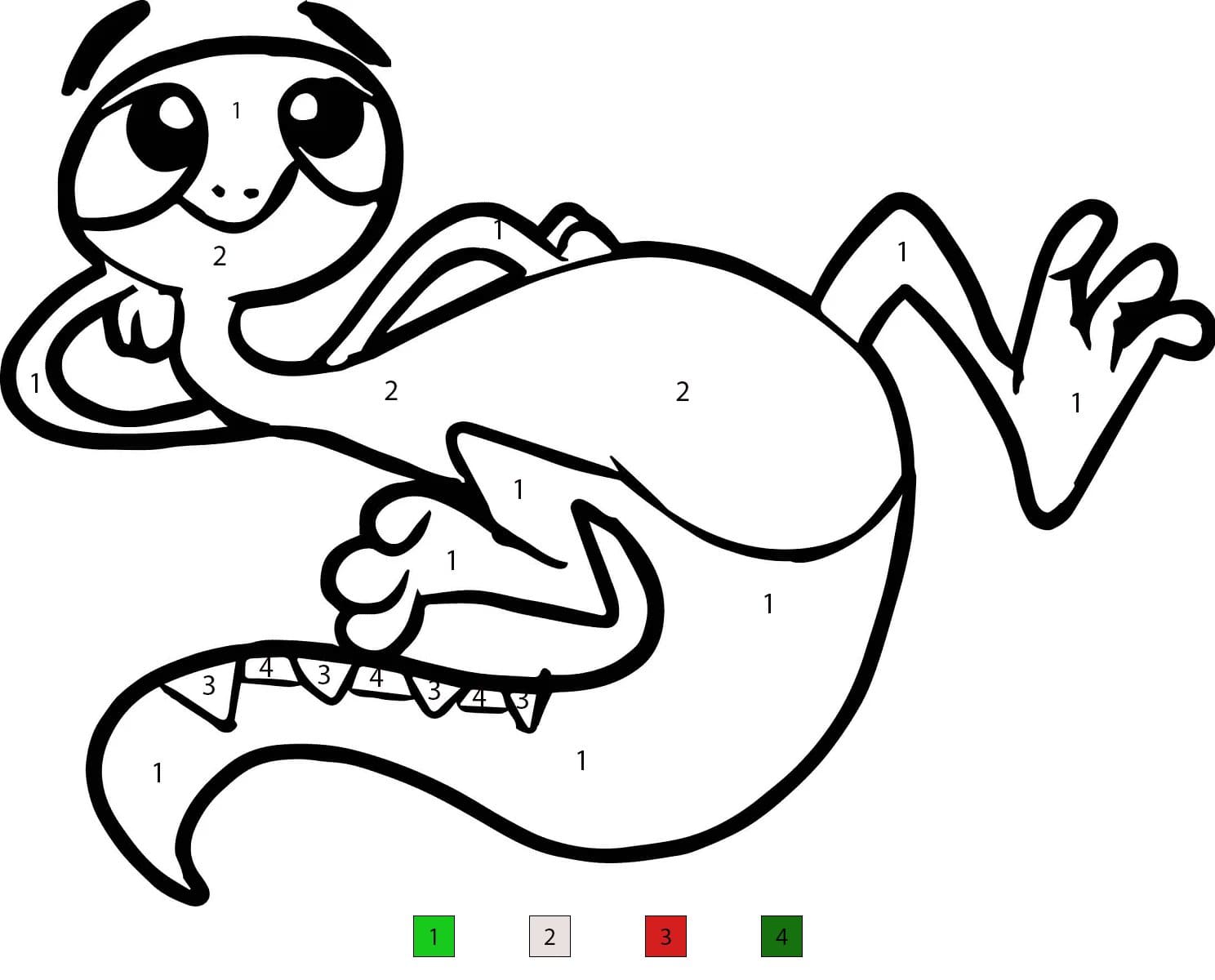 Dessin Animé de Lézard Coloriage Magique