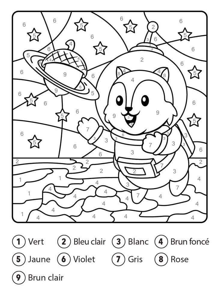 Écureuil Astronaute Coloriage Magique