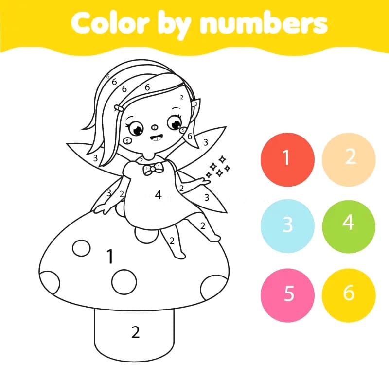 Fée sur Champignon Coloriage Magique