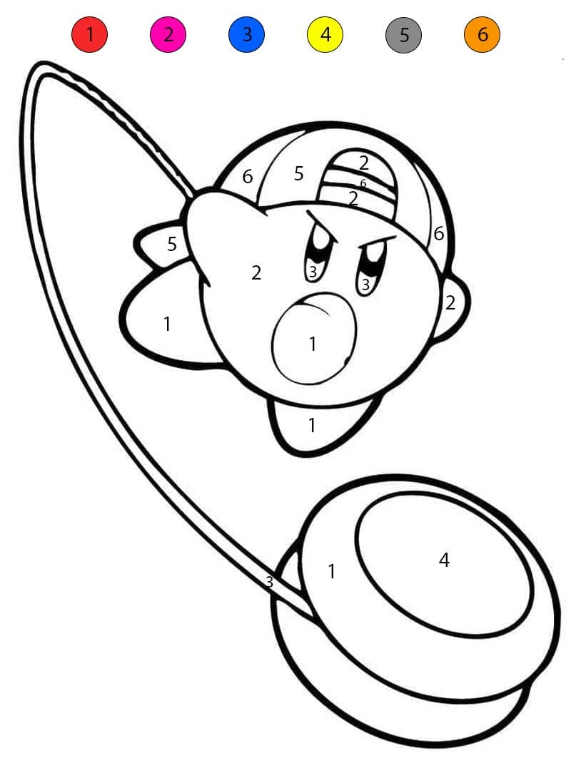 Kirby Joue au Yo-Yo Coloriage Magique