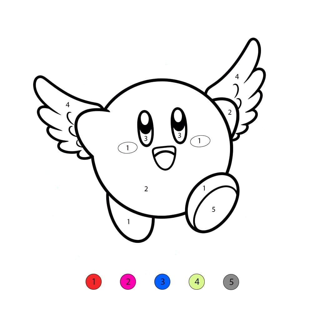Kirby avec des Ailes Coloriage Magique