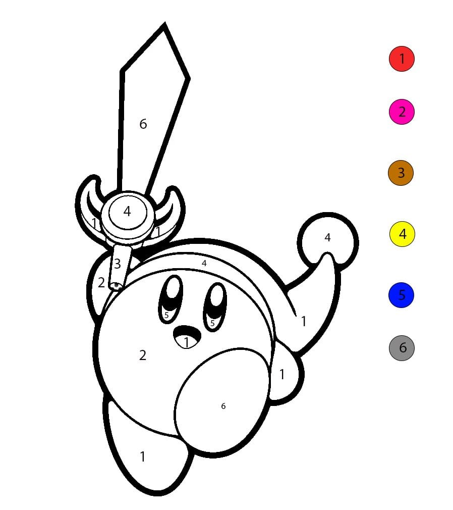 Kirby avec une Épée Coloriage Magique