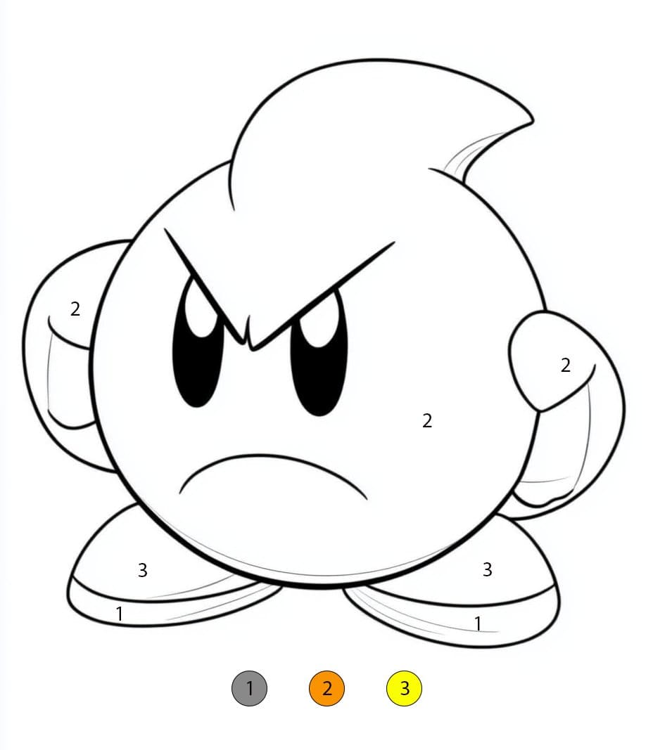 Kirby en Colère Coloriage Magique