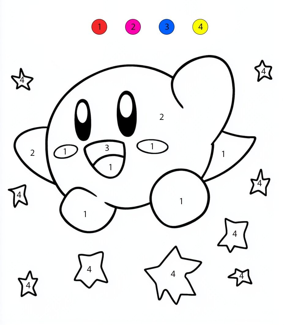 Kirby et les Étoiles Coloriage Magique