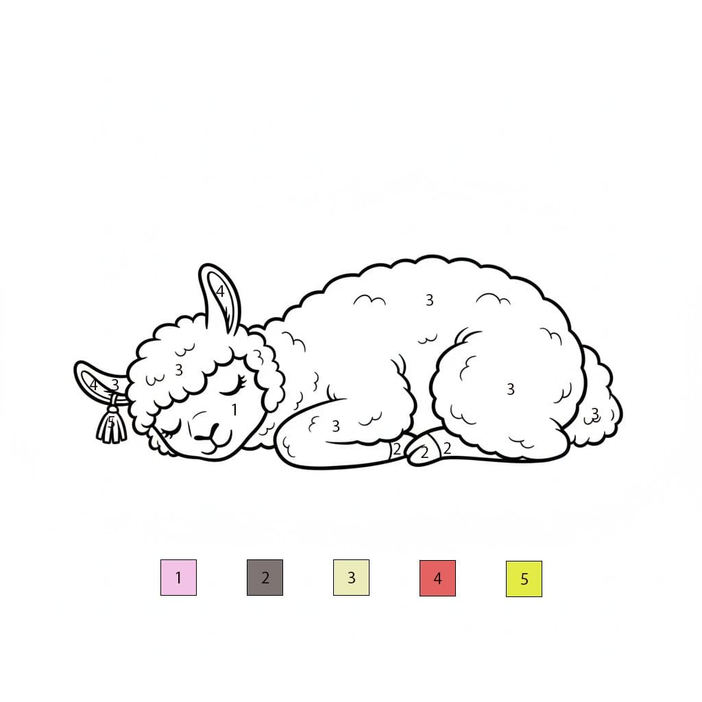 Lama Endormi Coloriage Magique